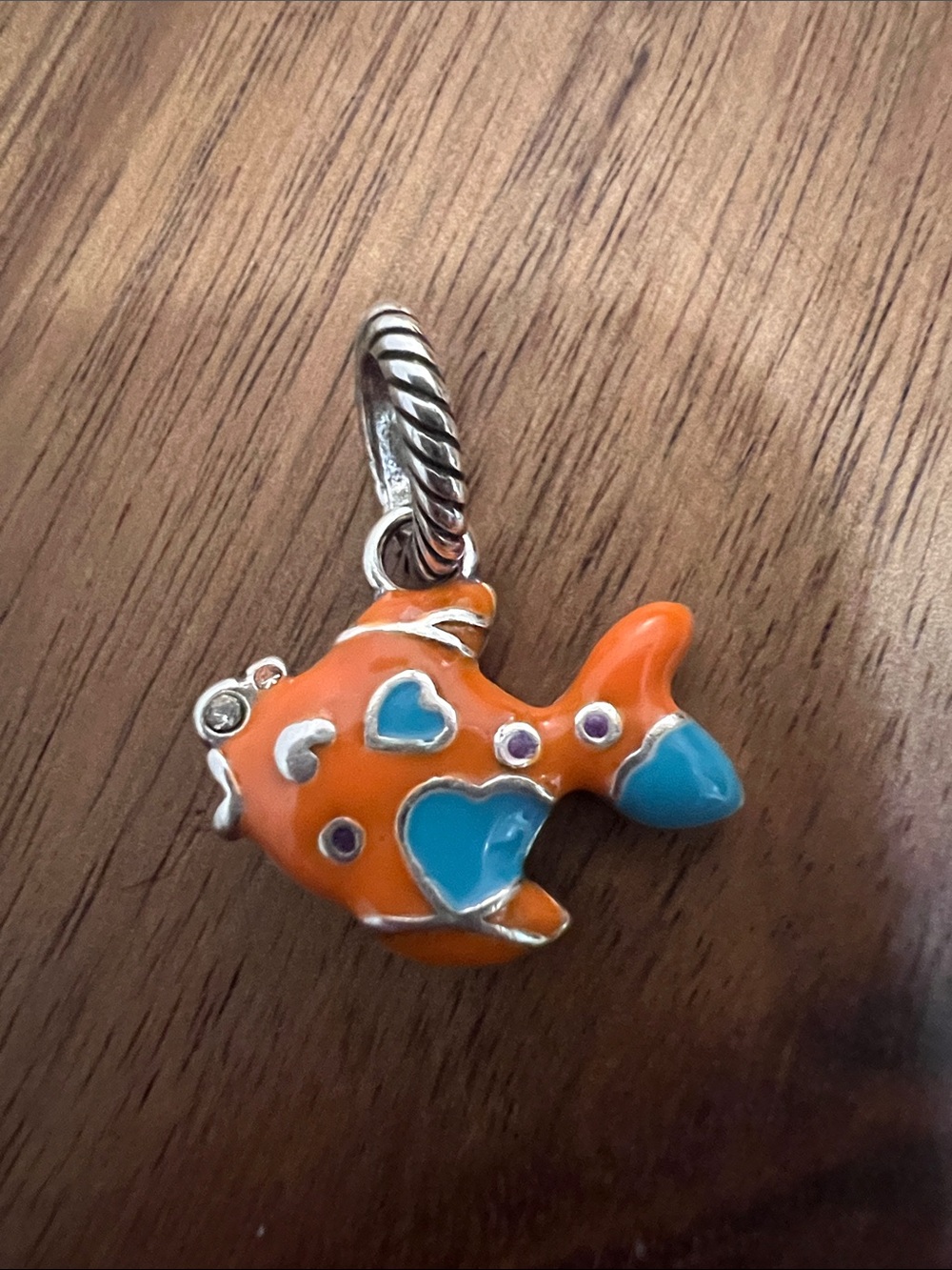 Brighton Orange and Blue Enamel Fish Charm Pendant
